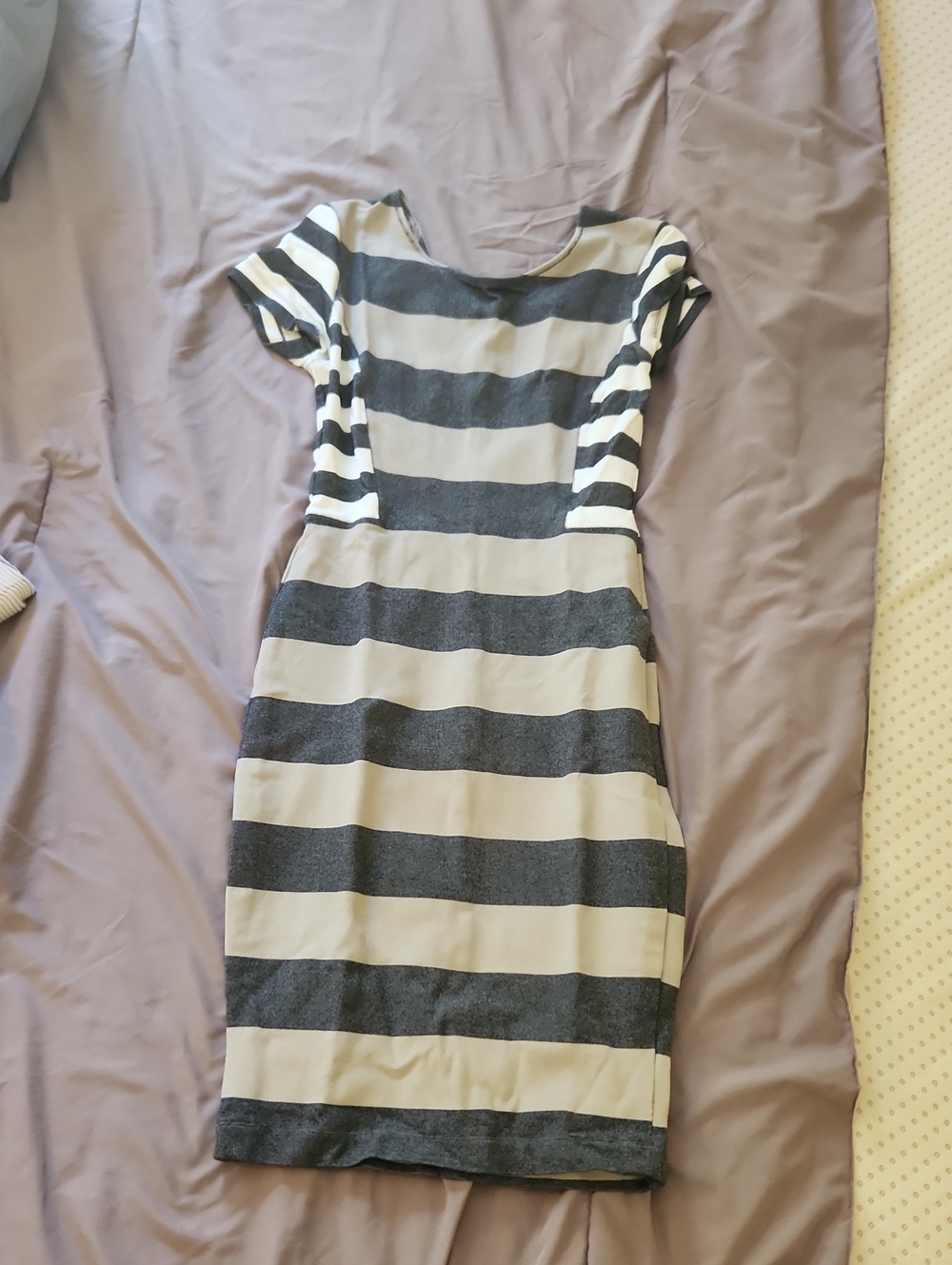 10 Crosby Derek Lam Black and White Striped Midi Dress